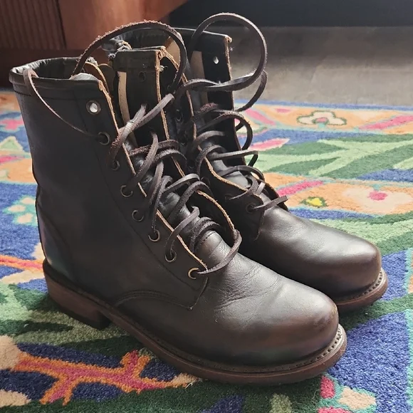 Freebird by Steven Manchester Leather Combat Boots - 7 - Picture 3 of 16